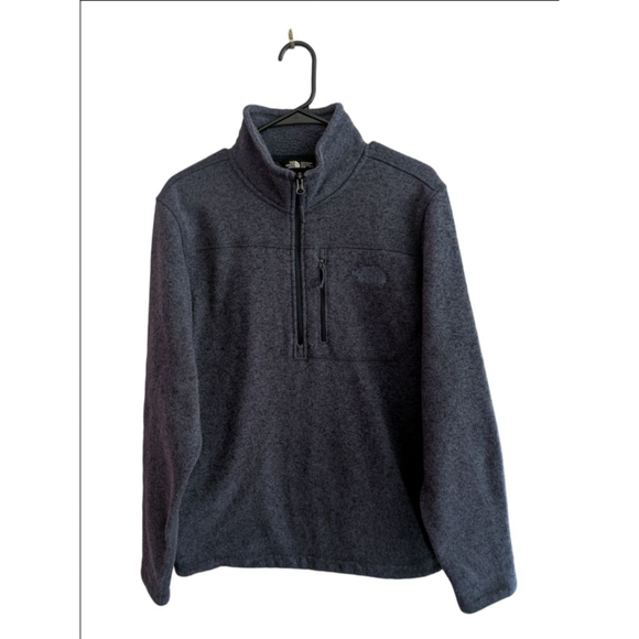Men's The North Face Blue Heather Quarter Zip Fleece Pullover M - Picture 2 of 5